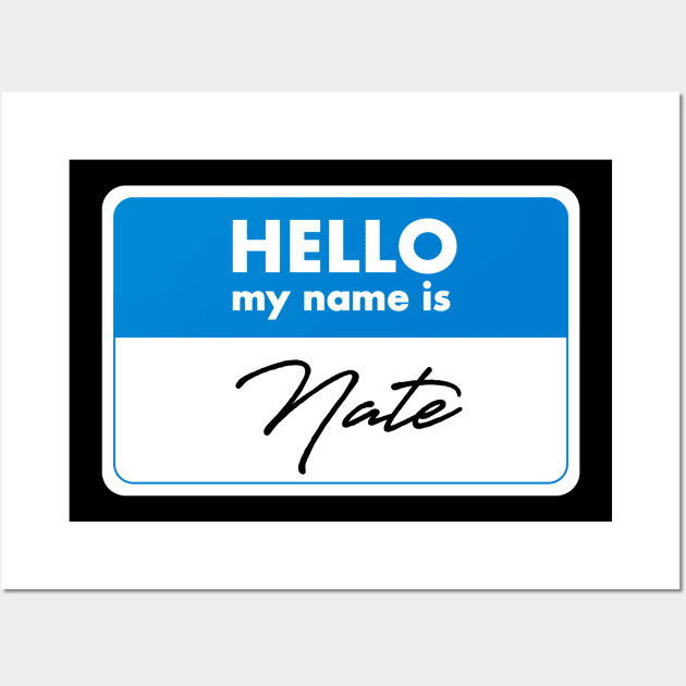 Hello My Name Is Nate Name Tag Gift Wall Art by Super Fresh Art